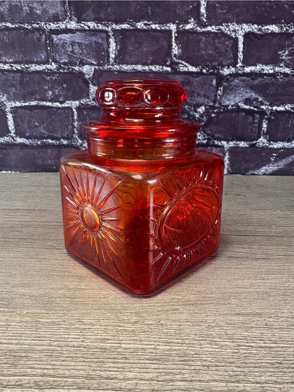 Vintage Starburst Celestial Glass Canister